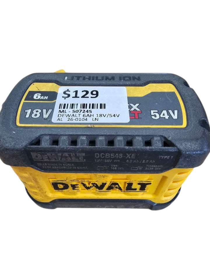DEWALT - DCB546-XE 18V/54V 6AH TYPE 1 XR FLEX-VOLT BATTERY - 507245