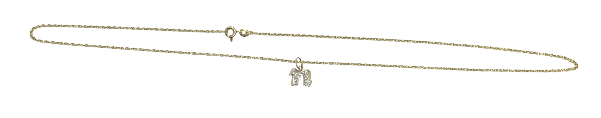 Ladies 14ct Yellow Gold Necklace and Letter N Pendant Ref#505964