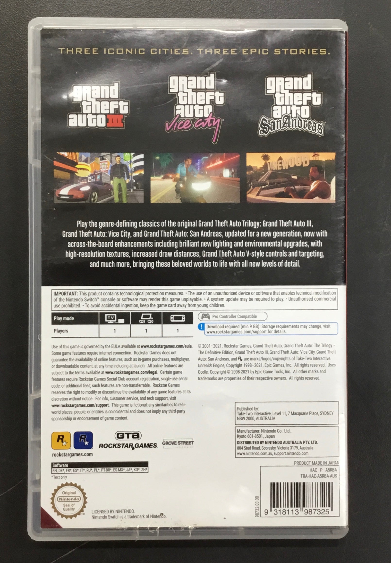 NINTENDO SWITCH GAME GRAND THEFT AUTO The Trilogy Ref#512900