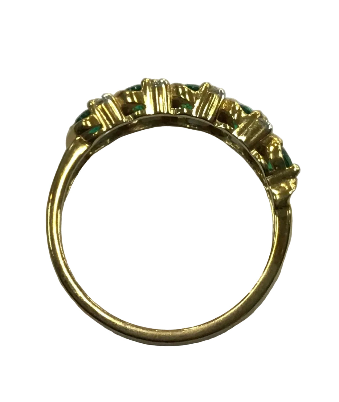 Ladies 9ct Gold Emerald & Diamond Ring (Size O) Ref#513313