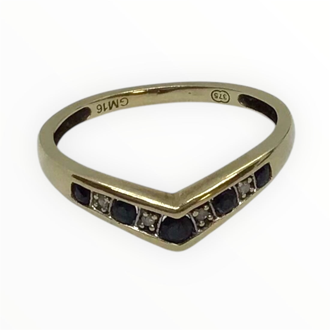 Ladies 9ct Gold Coloured Stone with Diamonds Ring (Size N 1/2) Ref#511472