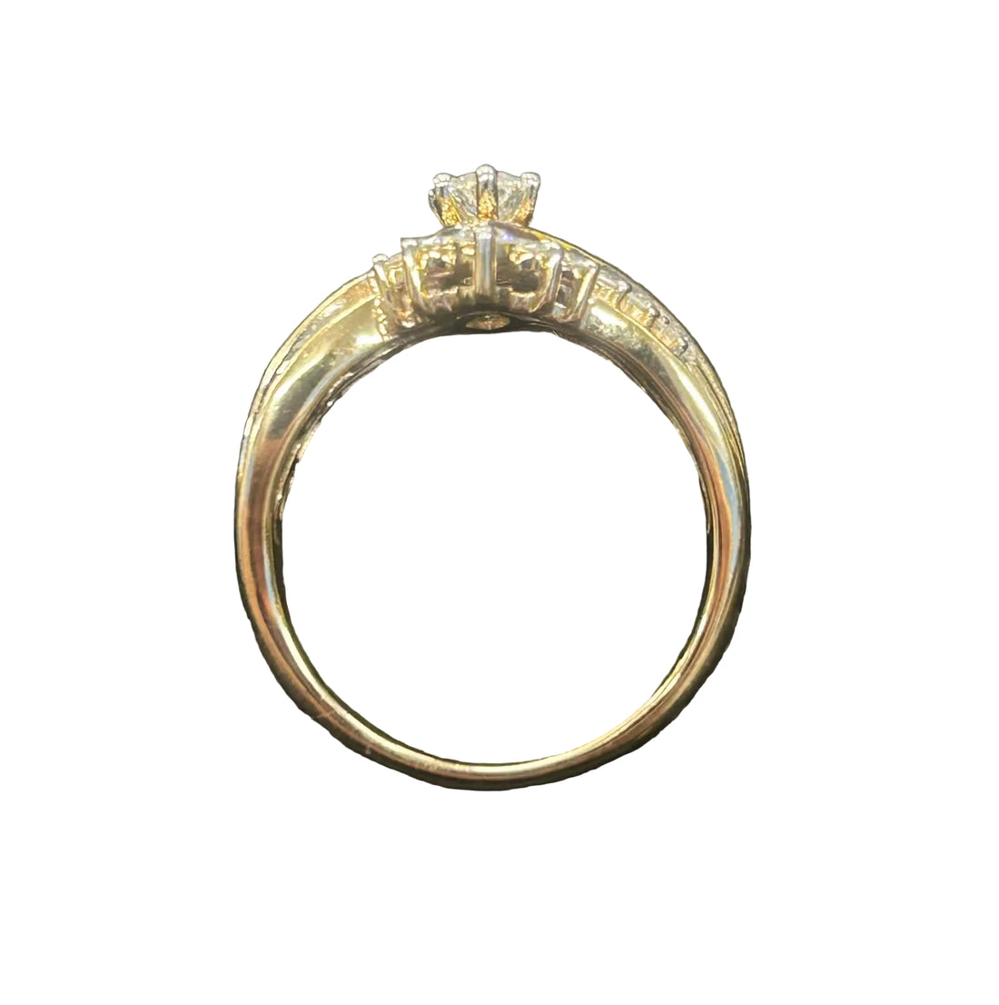 10ct Yellow Gold Lab Grown Fancy Marquise Cluster Diamond Ring Ref#513319