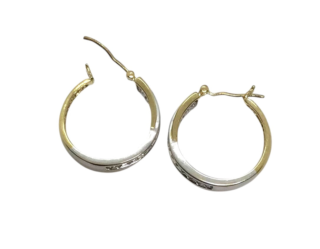 Ladies 9ct Gold Hoop Diamond Earrings Ref#507504