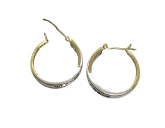 Ladies 9ct Gold Hoop Diamond Earrings Ref#507504