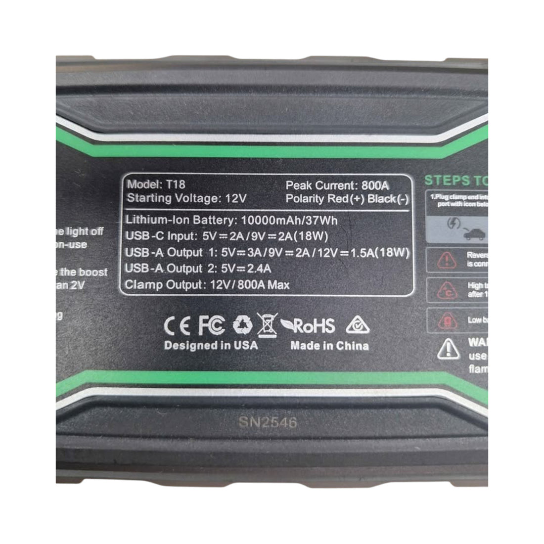 CAROSS T18 12V VEHICLE JUMP STARTER IN CASE WITH ACCESSORIES - 509272