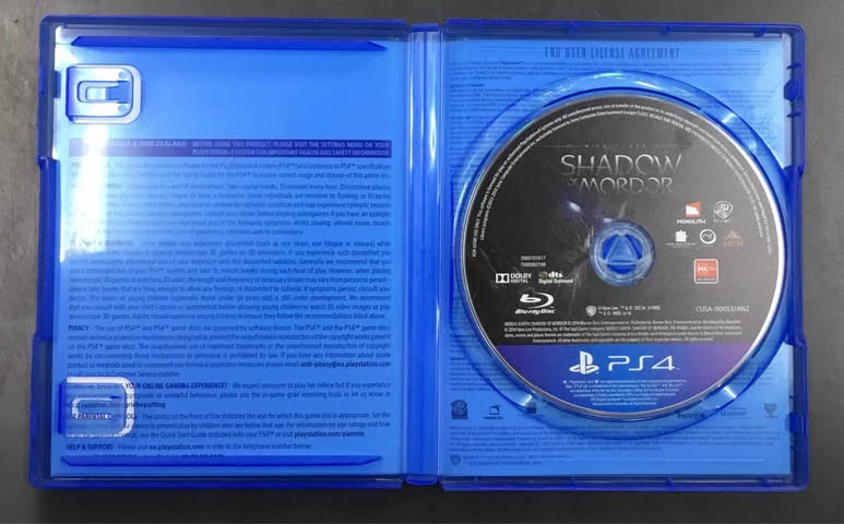 PS4 GAME MIDDLE EARTH SHADOW of MORDOR Ref#505215