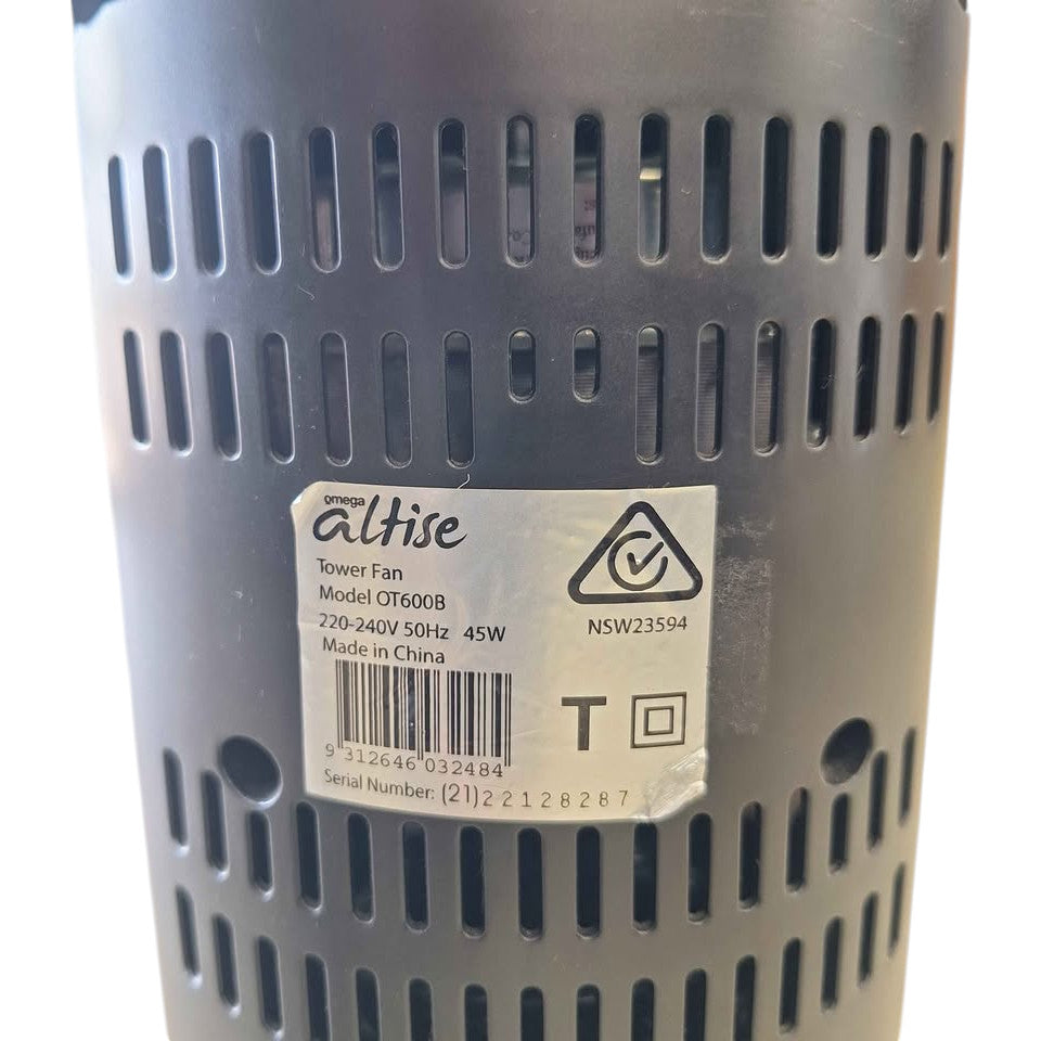 Altise OT600B 240V Black Tower fan - 511807