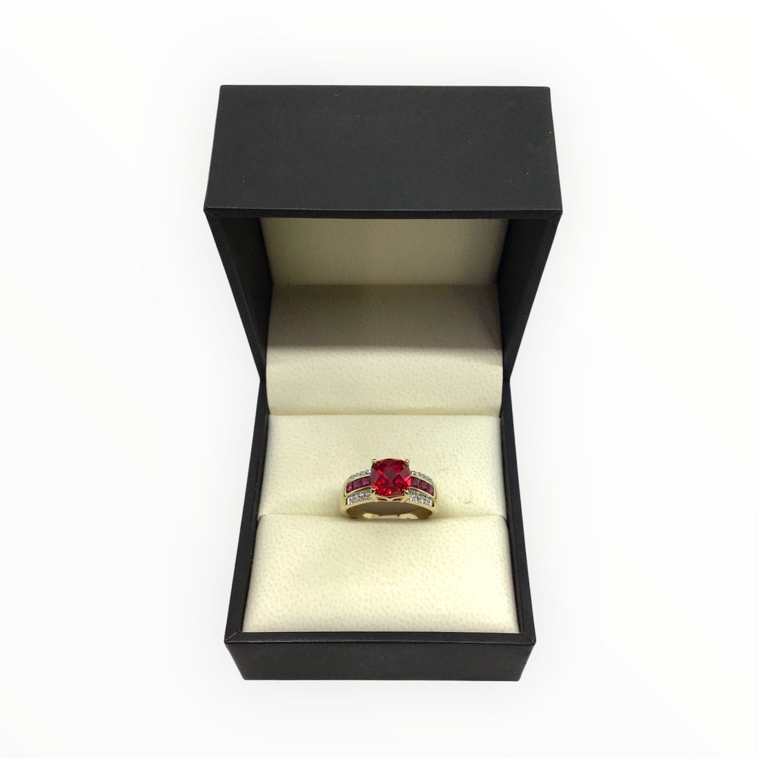 Ladies 9ct Gold Coloured Stone with Diamonds Ring (Size O) Ref#511842