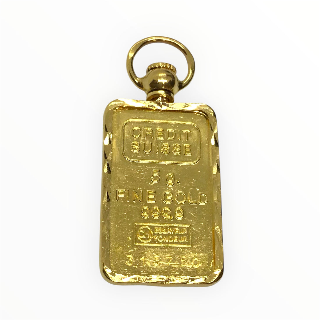 Unisex 22ct Gold Pendant with a Gold Bullion Inside (Length 3.5cm) Ref#511373