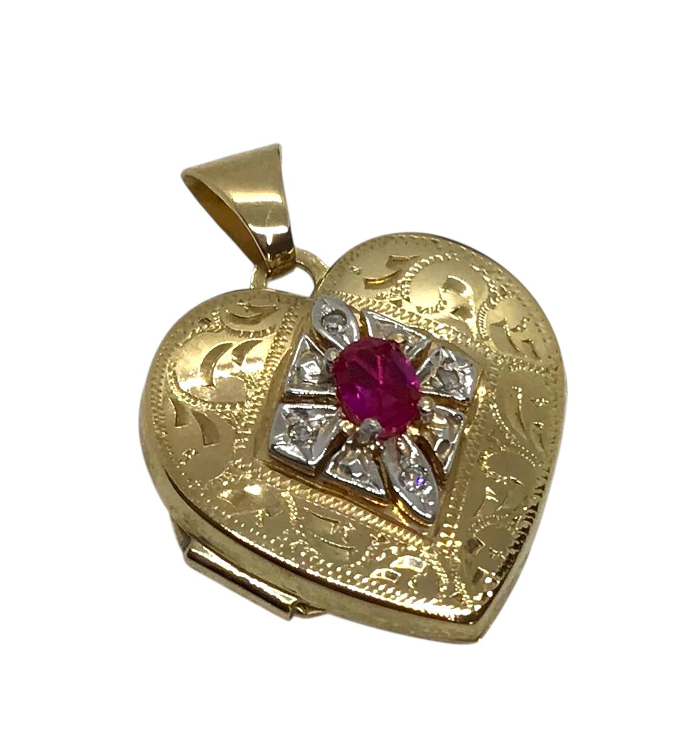 Ladies 9ct Yellow Gold Heart Locket Pendant (Length 2.5cm) Ref#507470