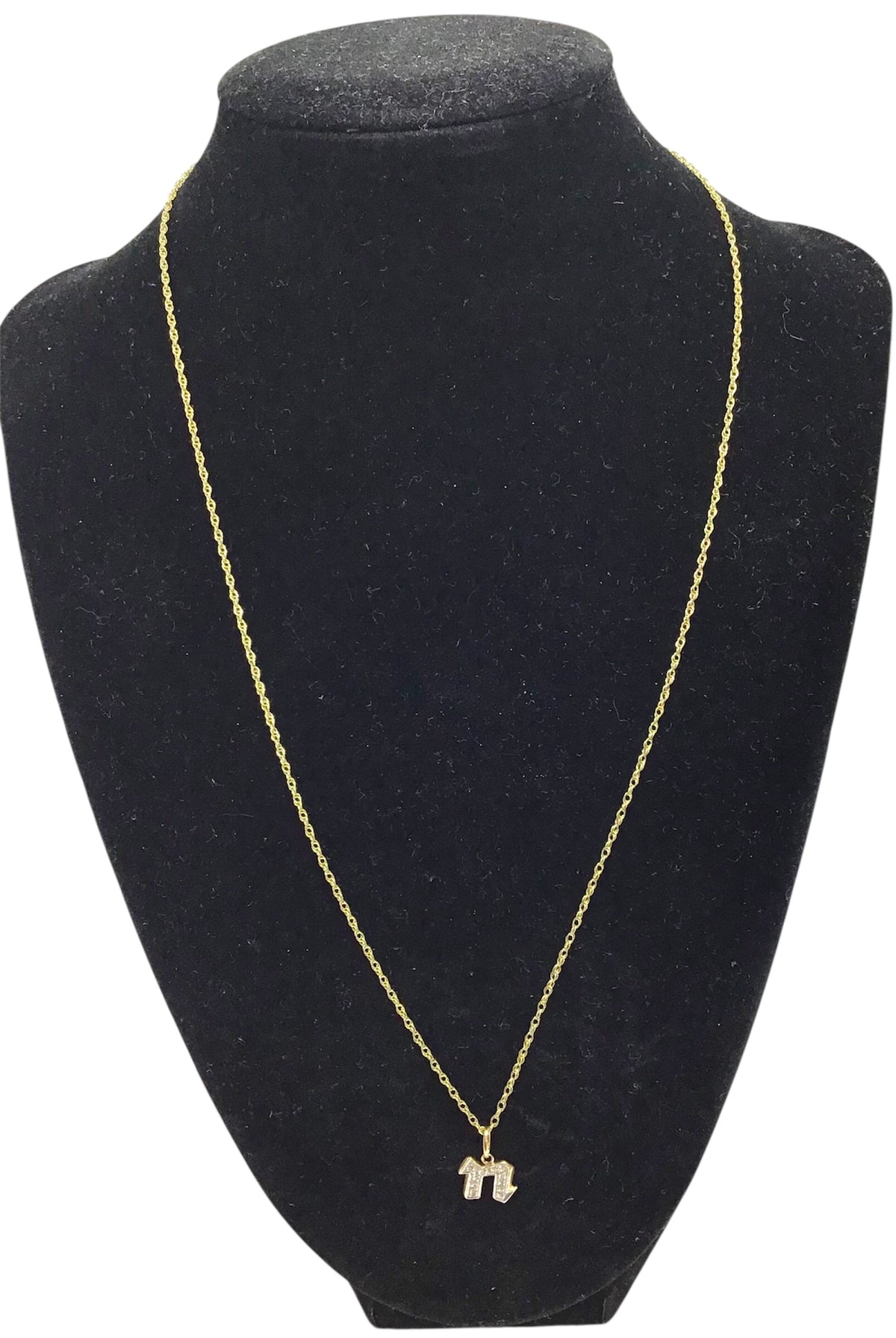 Ladies 14ct Yellow Gold Necklace and Letter N Pendant Ref#505964
