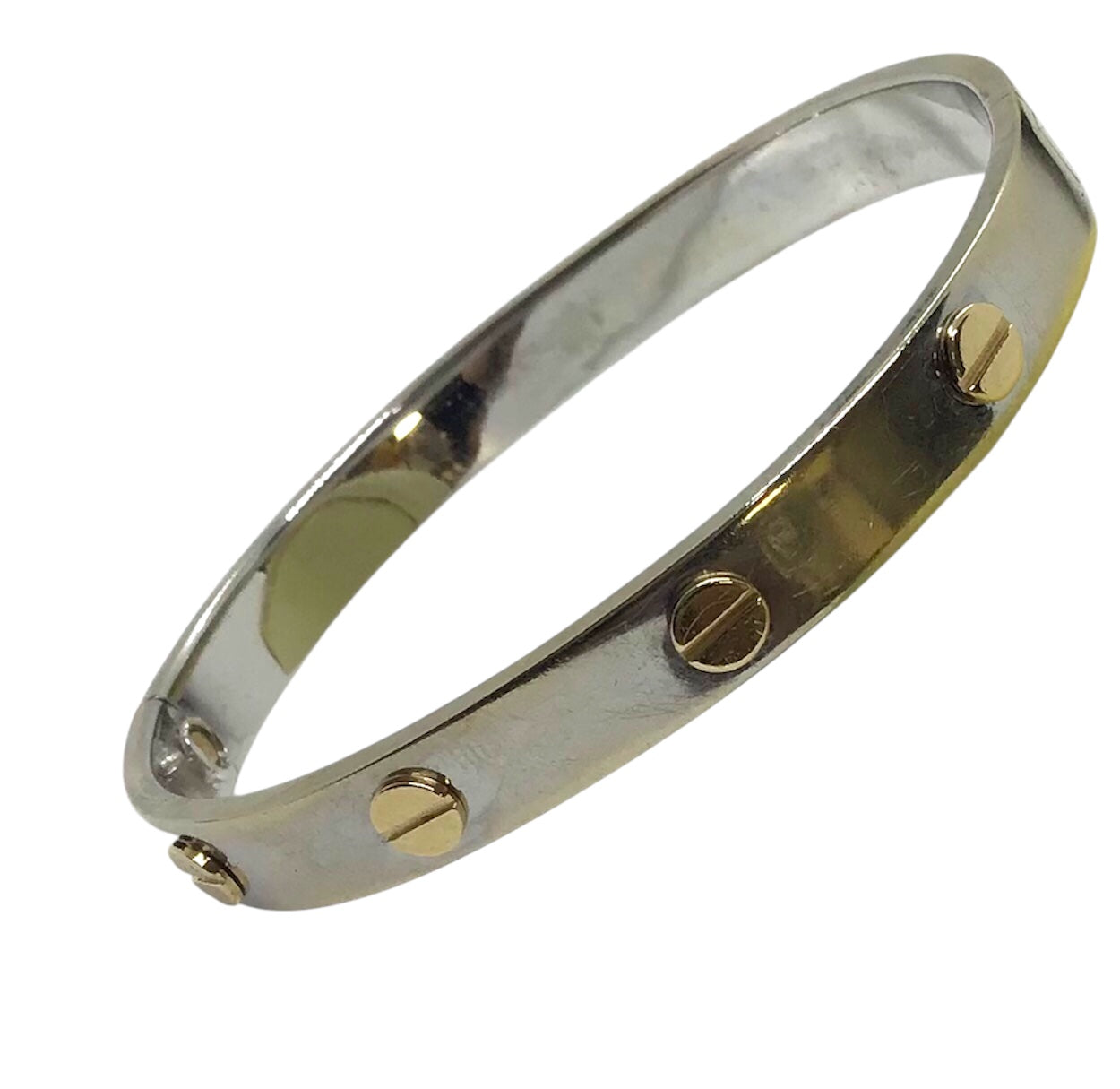 Ladies 14ct White Gold Screw Bangle Ref#504482
