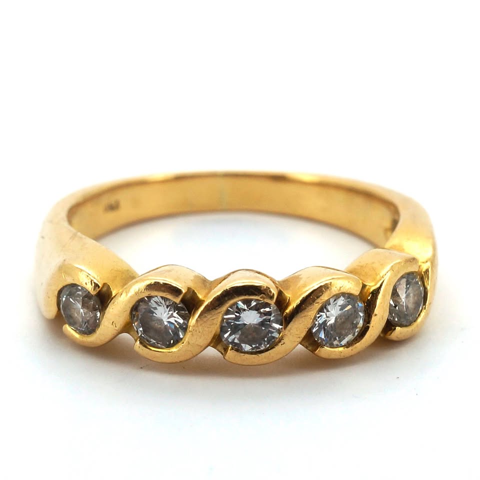 Unisex 18ct Yellow Gold & Diamond Eternity Ring (Size N) - 509020