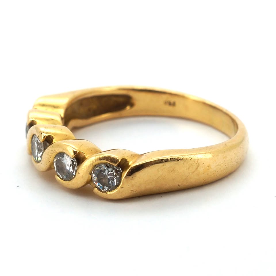 Unisex 18ct Yellow Gold & Diamond Eternity Ring (Size N) - 509020