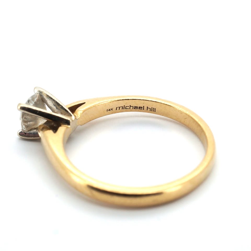 Unisex 14ct Yellow & White Gold Solitaire Diamond Ring (Size L) - 509654