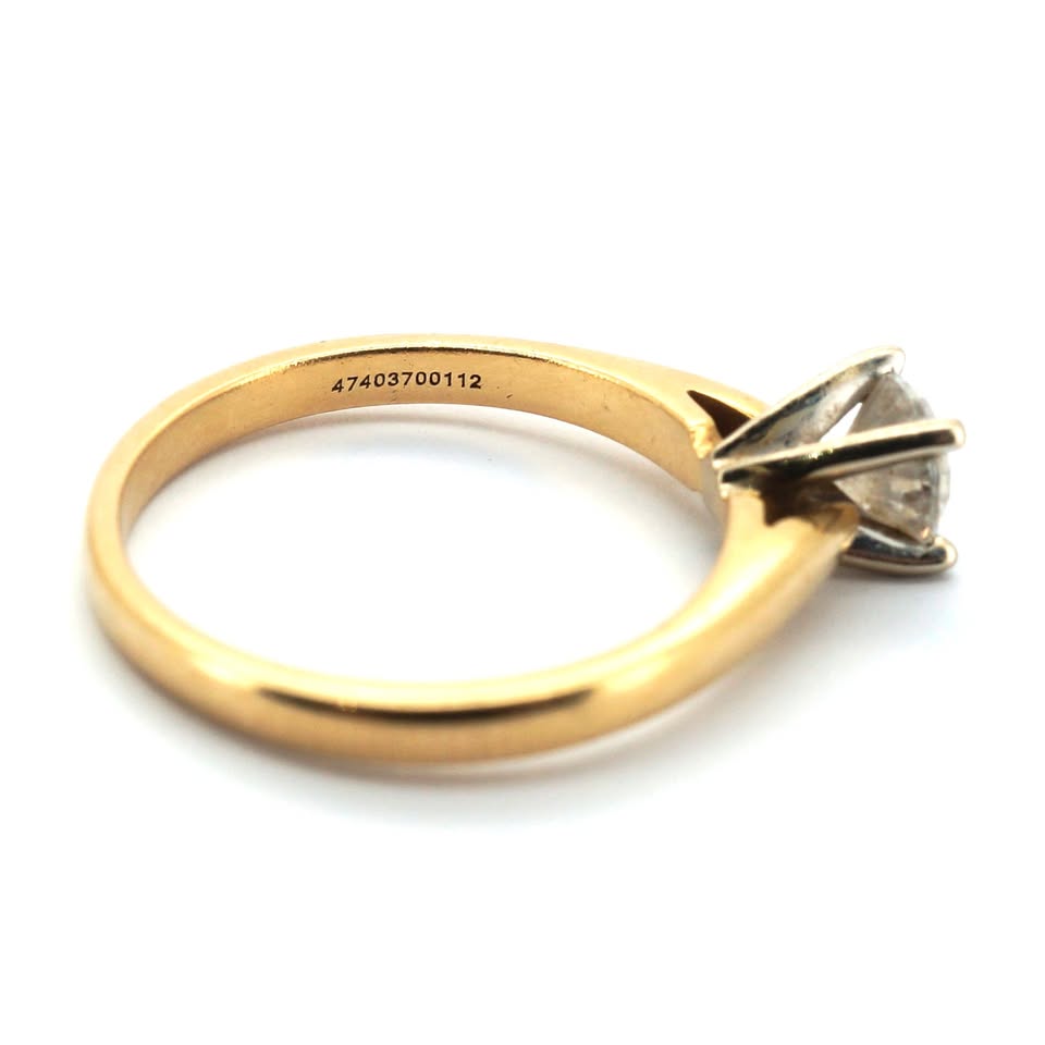 Unisex 14ct Yellow & White Gold Solitaire Diamond Ring (Size L) - 509654