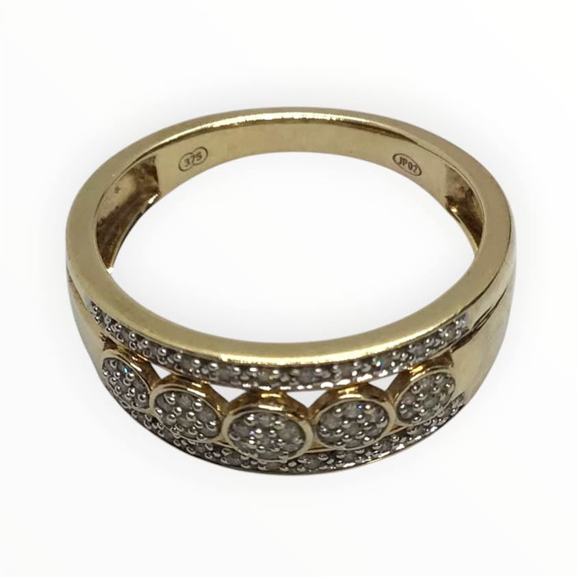 Ladies 9ct Gold Diamond Ring (Size O) Ref#513129