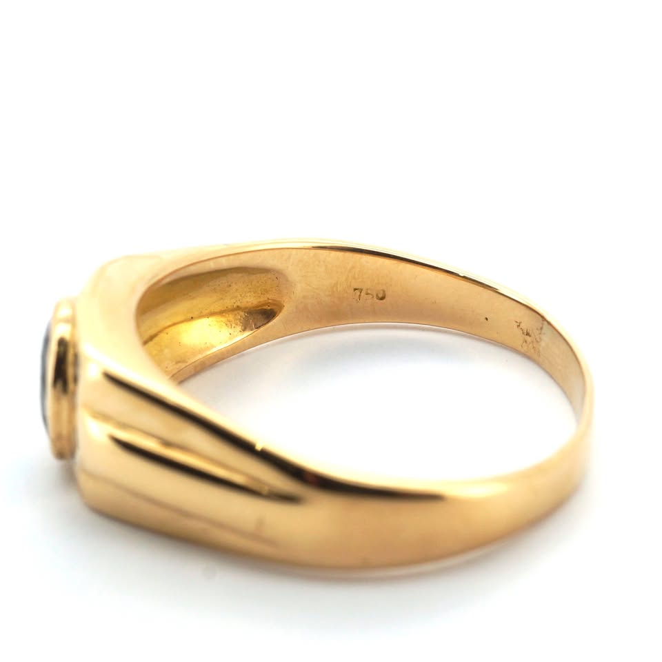 Unisex 18ct Yellow Gold Sapphire & Diamond Ring (Size V 1/2) - 509254