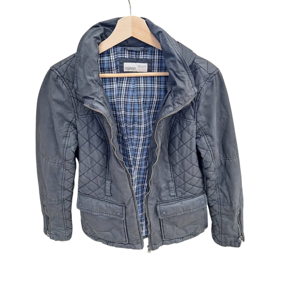 Esprit Womens Black & Blue Motorcycle Style Jacket (Size 14) - 513894