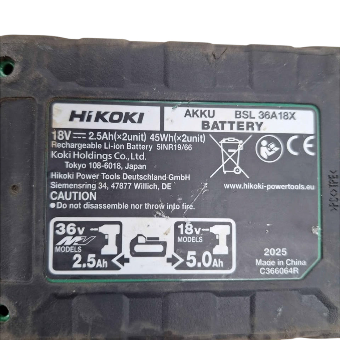 Hikoki BSL 36A18X Multi-Voltage 2.5Ah 36V/18V Tool Battery - 513554