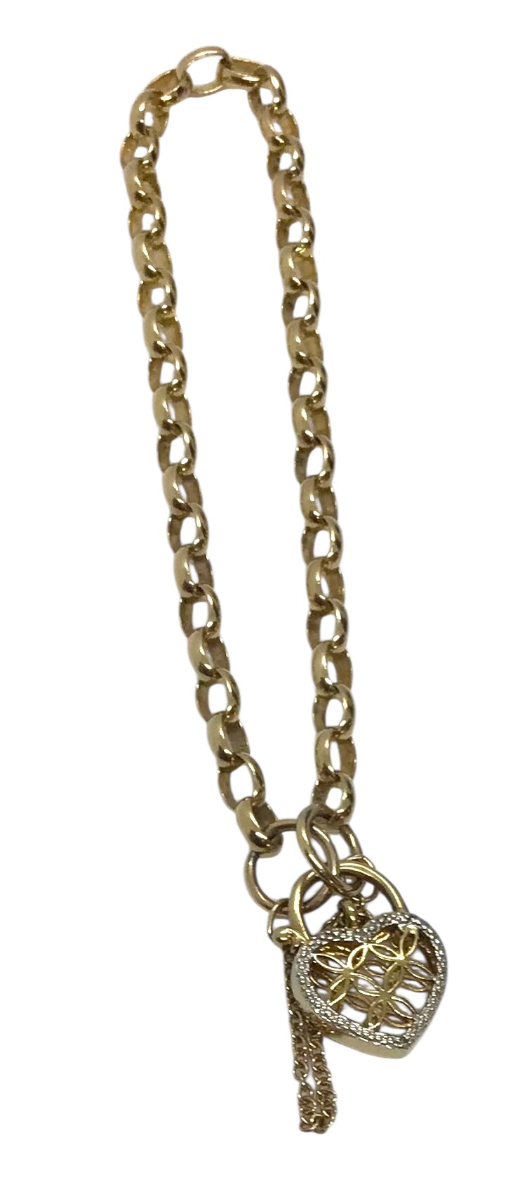 Ladies 9ct Yellow Gold Heart Bracelet Ref#505494
