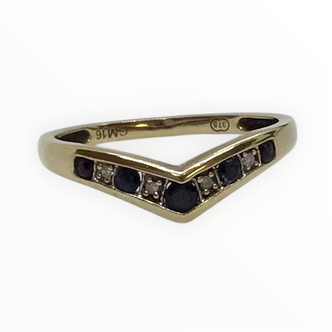 Ladies 9ct Gold Coloured Stone with Diamonds Ring (Size N 1/2) Ref#511472