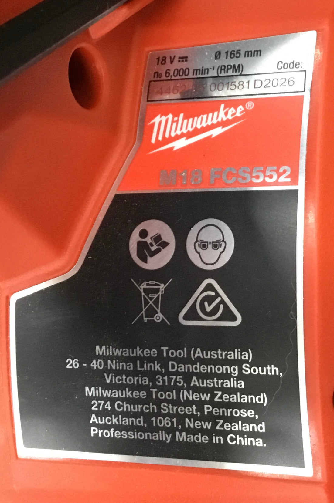 MILWAUKEE 18v CIRCULAR SAW SKIN ONLY Ref#512858