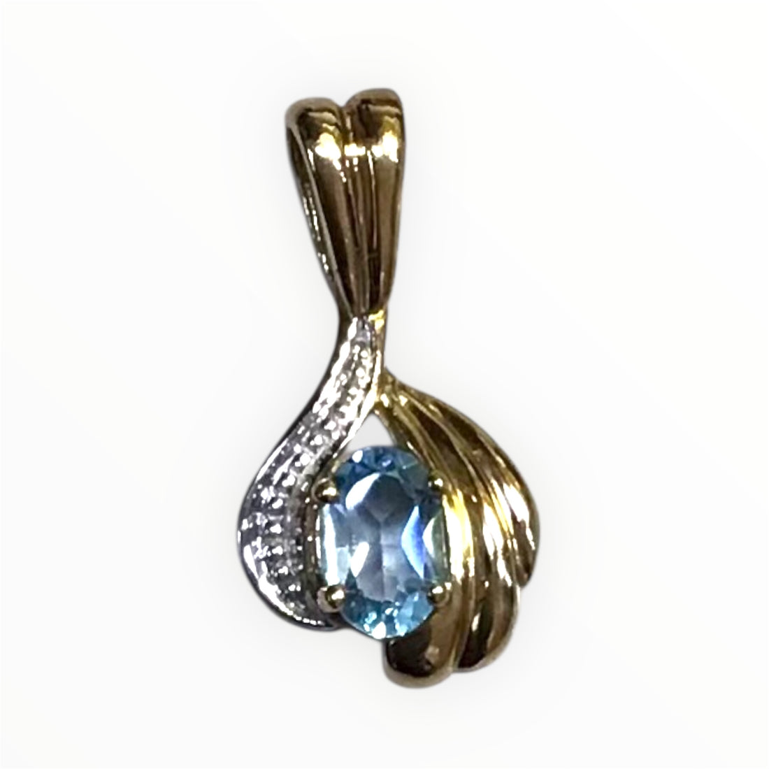 Ladies 9ct Gold Coloured Stone Pendant (Length 2cm) Ref#512196