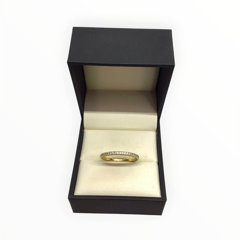 Pandora 14ct Gold-Plated Sparkle & Hearts Ring (Size V) Ref#512067