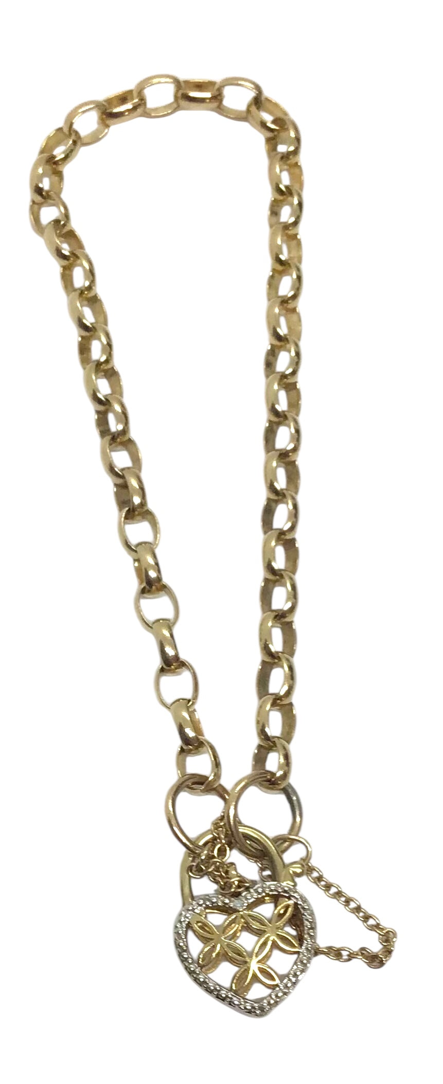 Ladies 9ct Yellow Gold Heart Bracelet Ref#505494