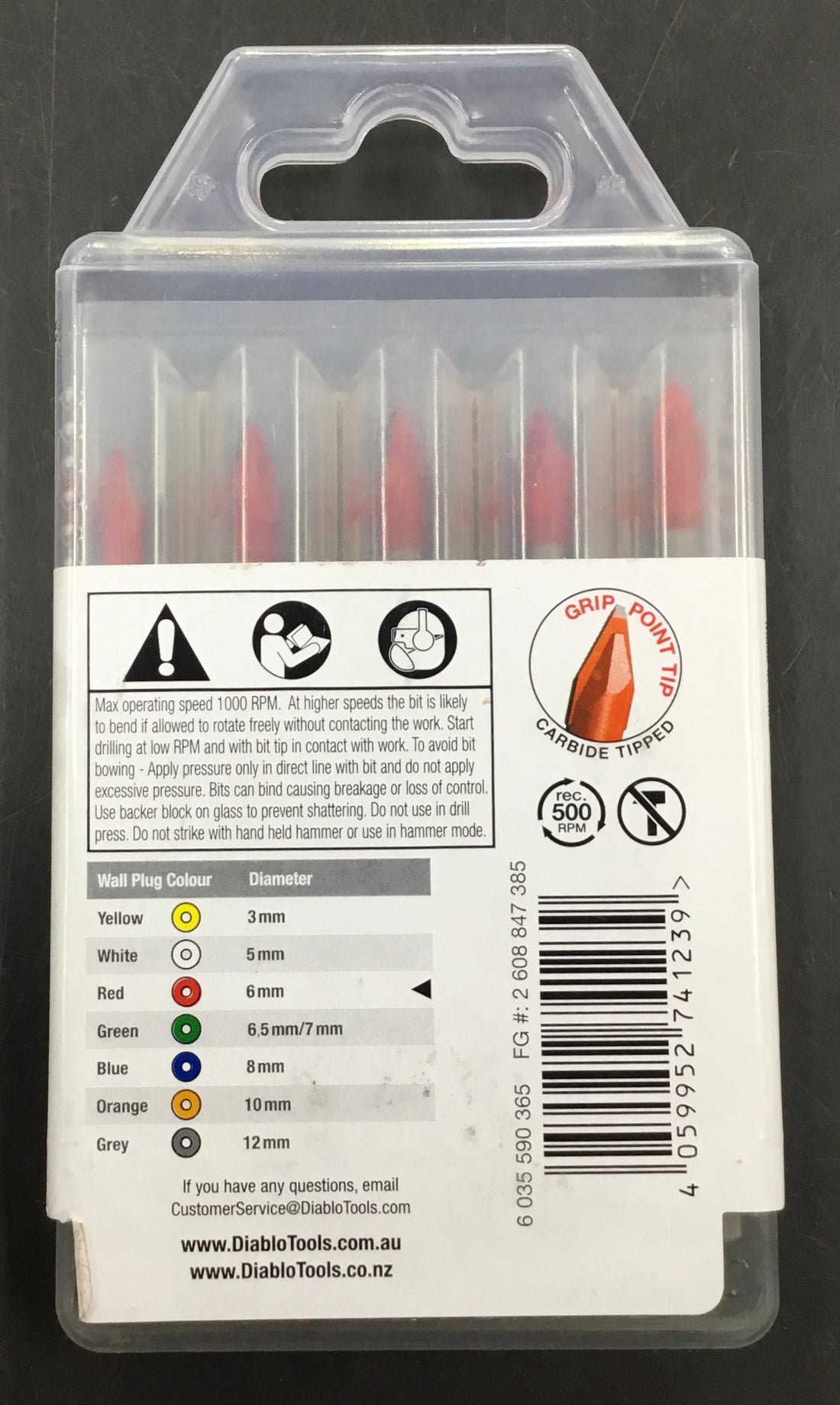DIABLO 6mm HARD TILE & STONE MASONRY BITS Ref#512063