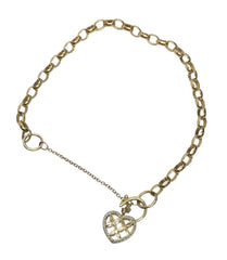 Ladies 9ct Yellow Gold Heart Bracelet Ref#505494