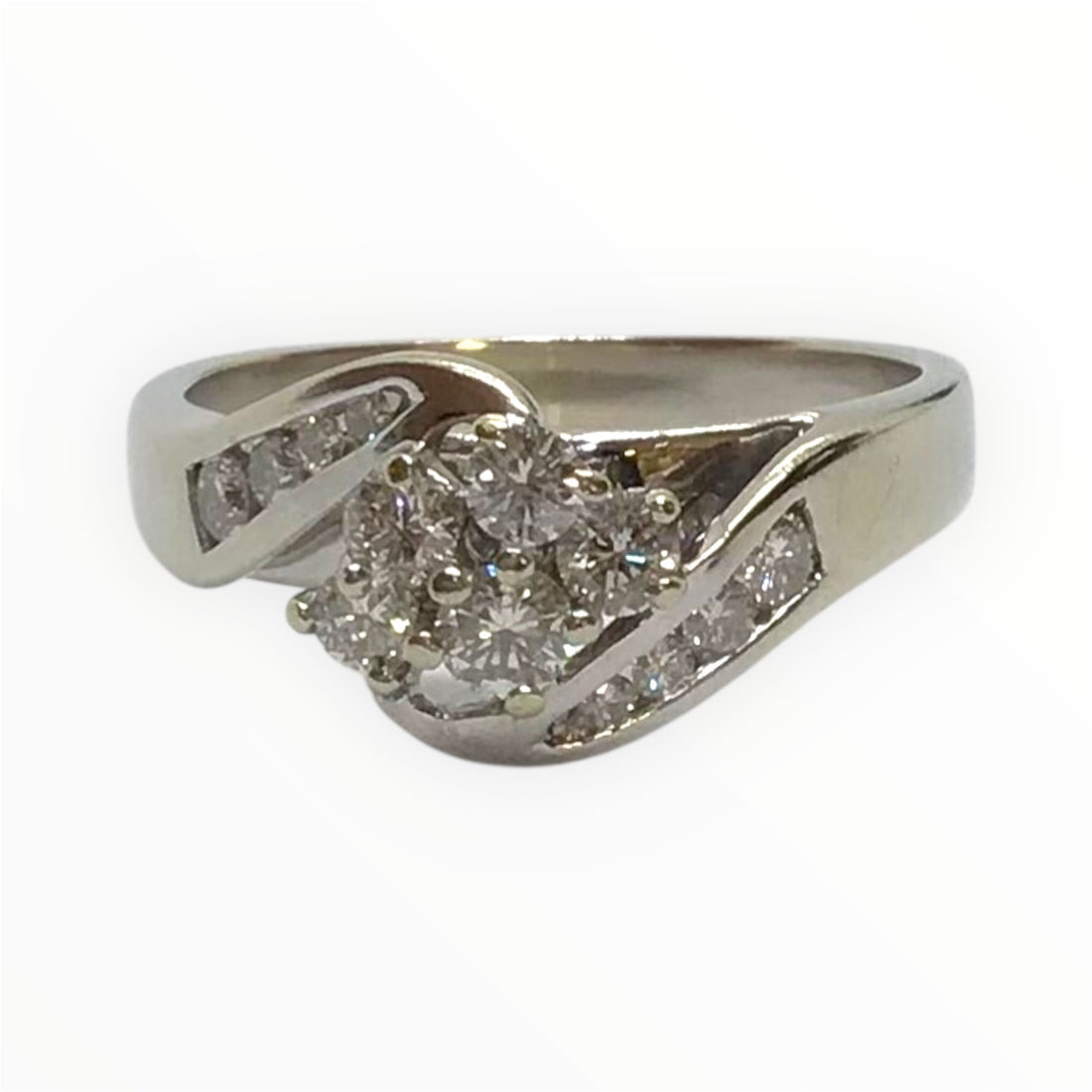 Ladies 9ct White Gold Diamond Ring (Size M) Ref#513384