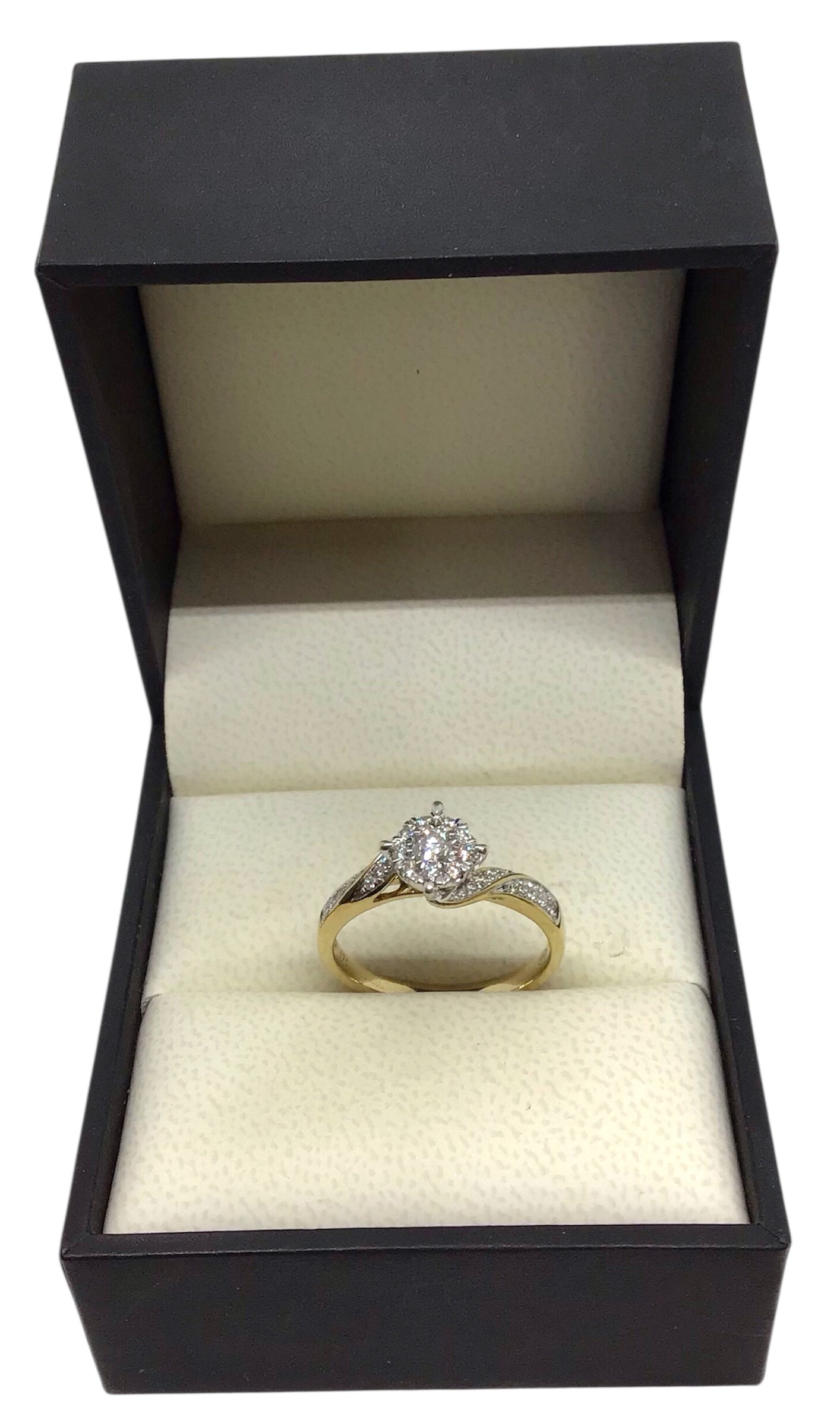 Ladies 9ct Yellow Gold Diamond Ring (Size T) Ref#506239