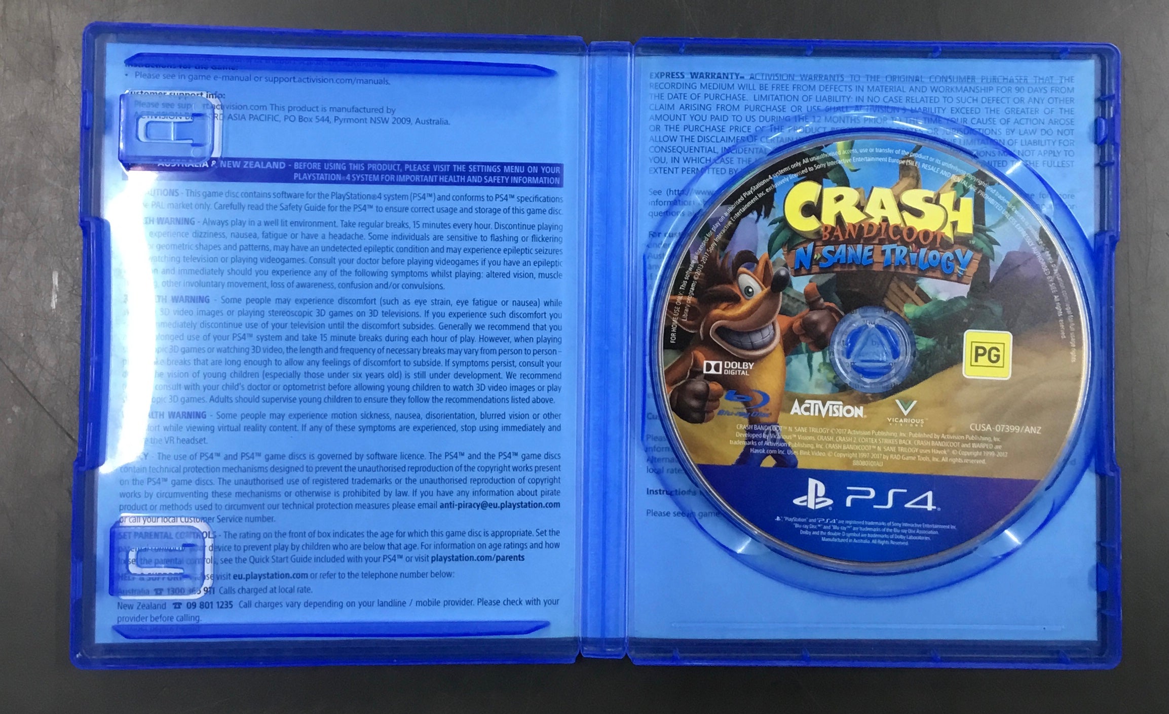 PS4 GAME CRASH BANDICOOT N SANE TRILOGY Ref#512755