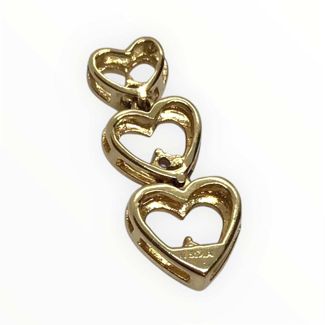 Ladies 9ct Gold Diamond Heart Pendant (Length 2cm) Ref#511769