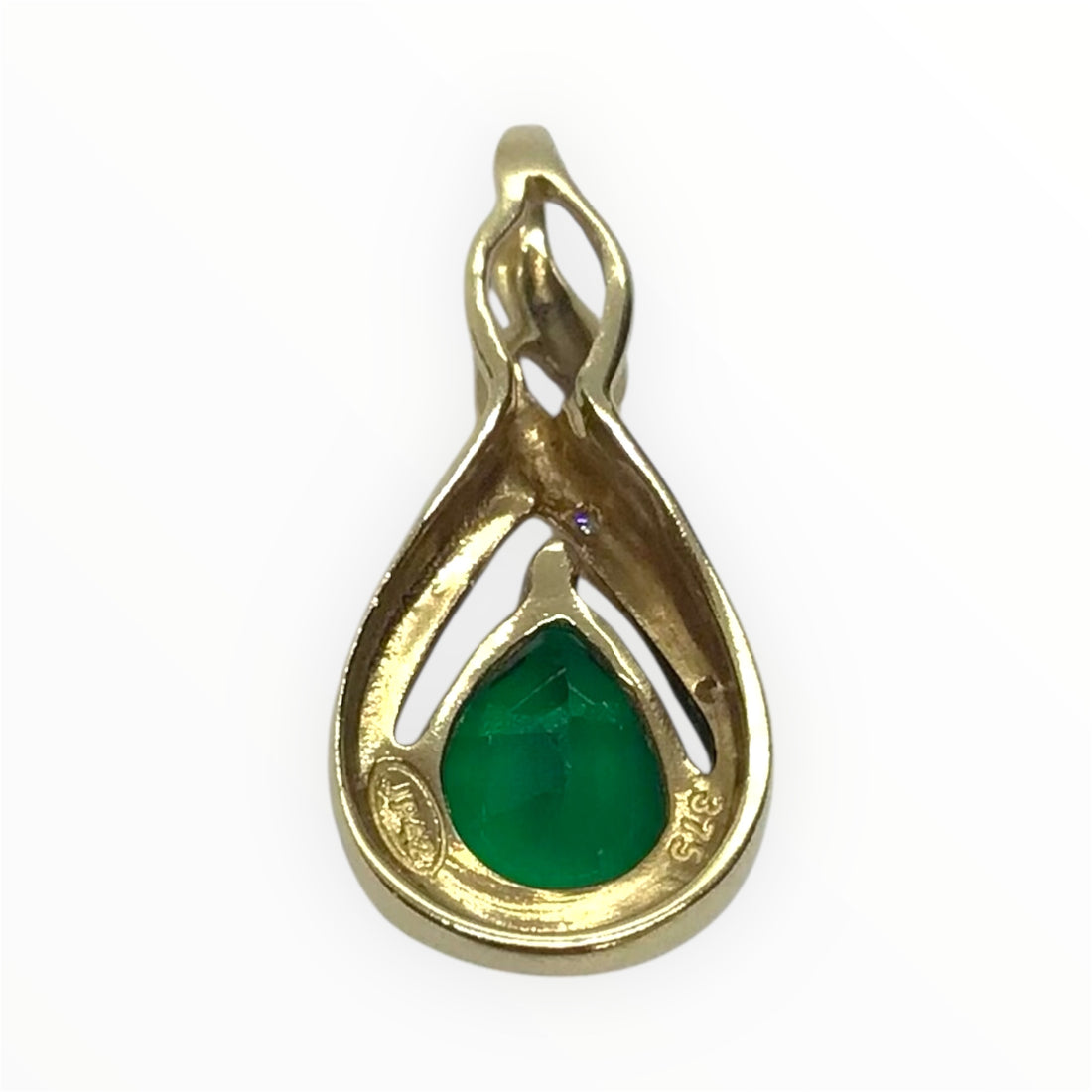 Ladies 9ct Gold Coloured Stone Pendant (Length 2cm) Ref#512334