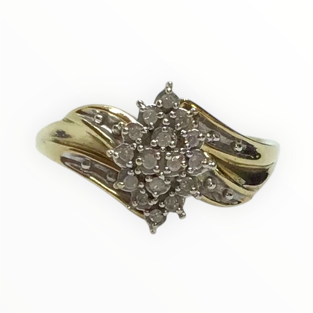 Ladies 9ct Gold Diamond Ring (Size M) Ref#512923