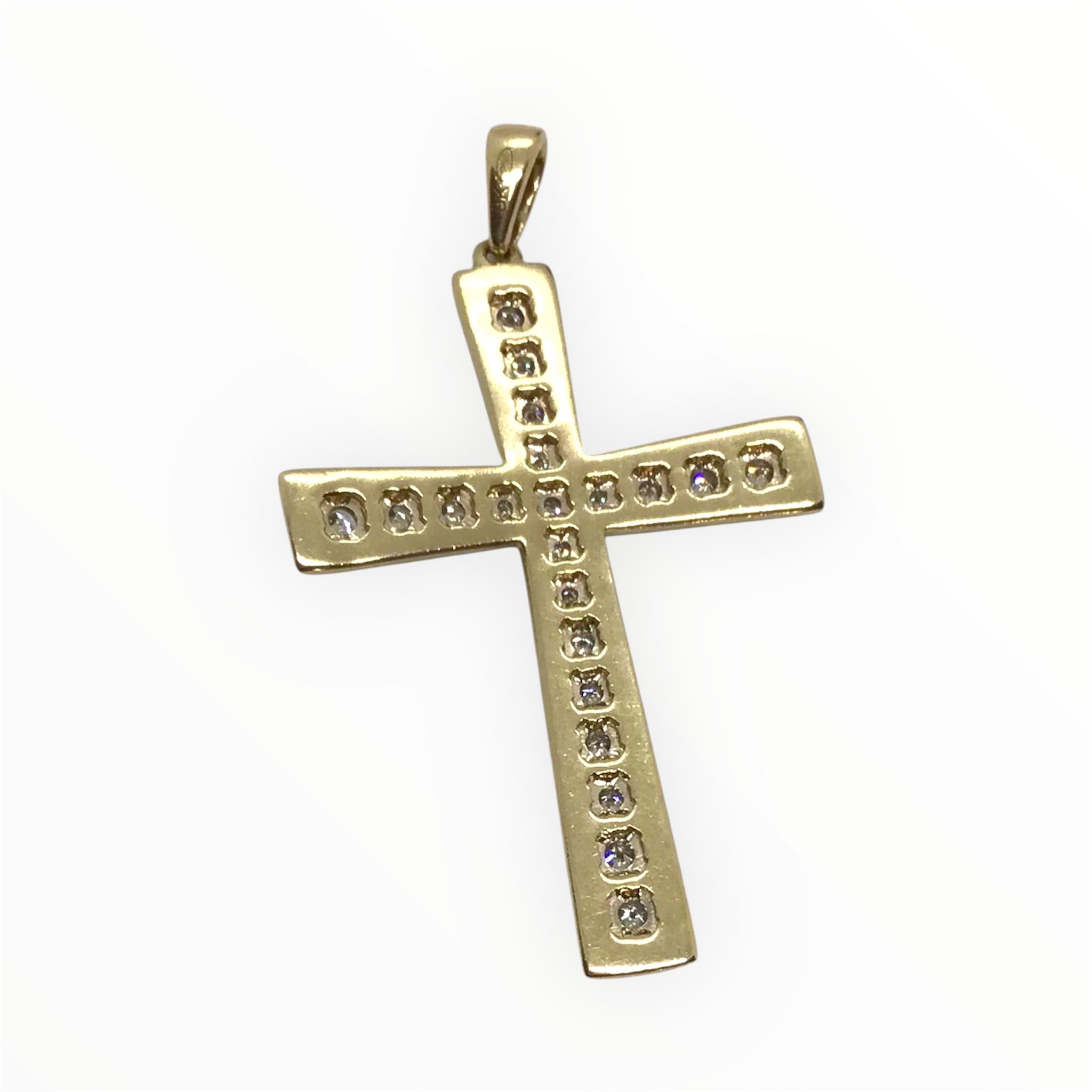 Unisex 9ct Gold Diamond Cross Pendant (Length 4cm) Ref#512341
