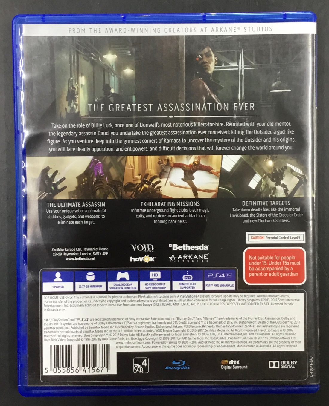 PS4 GAME DISHONORED Death of the Outsider Ref#506773
