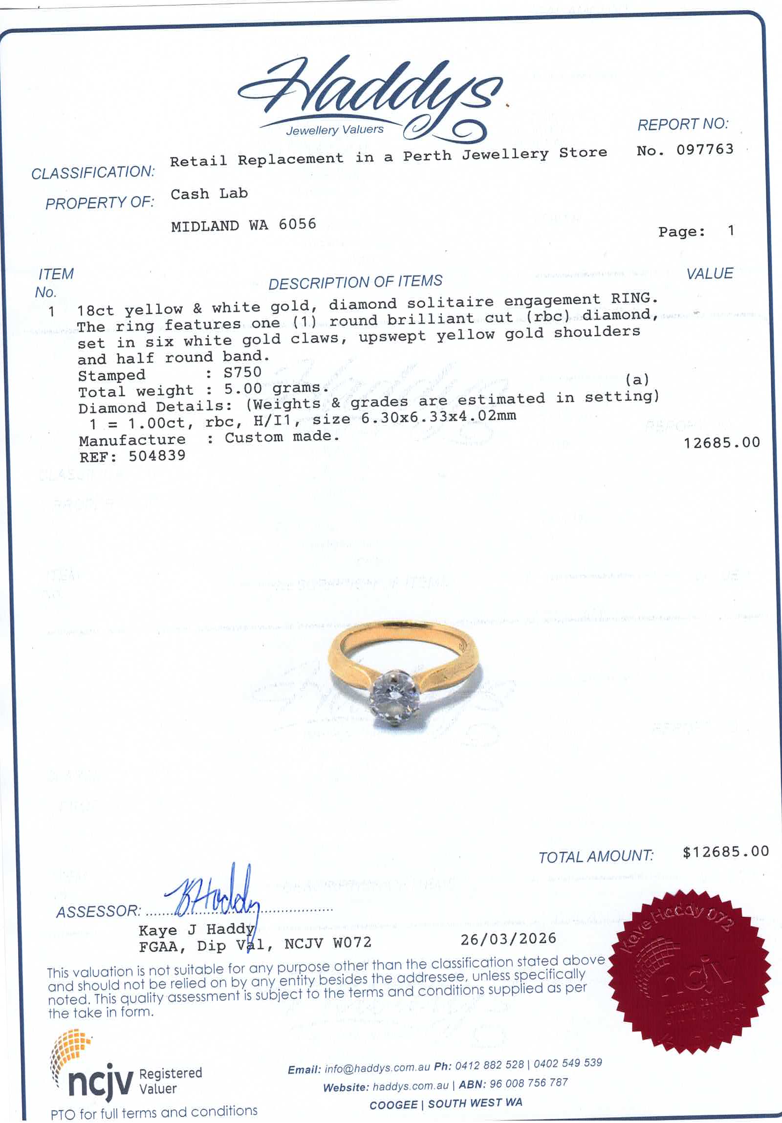 Ladie's 18ct Yellow & White Gold Solitaire Diamond Engagement Ring (Size L) - 504839