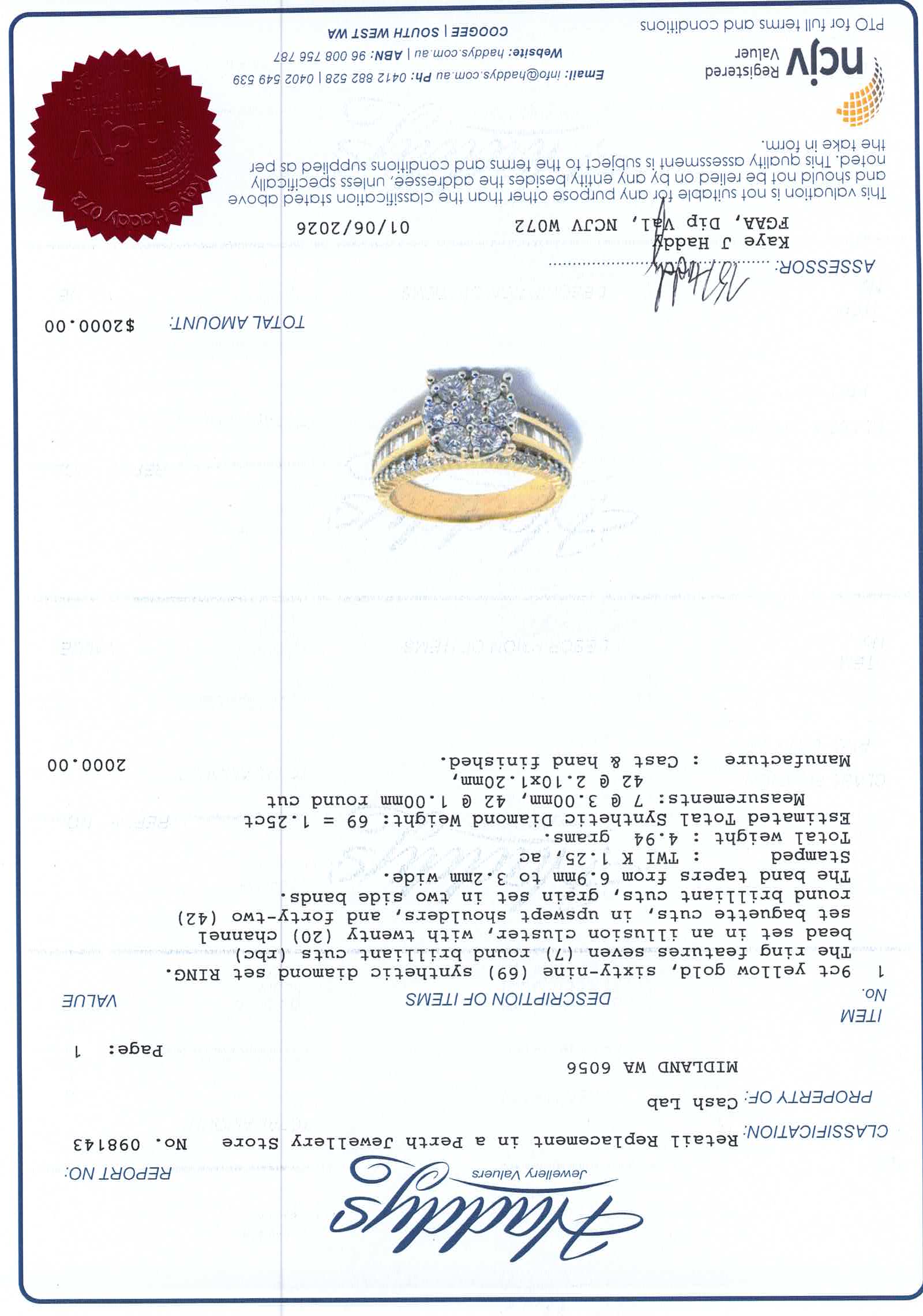Ladies 9ct Yellow Gold 69 Synthetic Diamond Ring (Size K 1/2) - 508371
