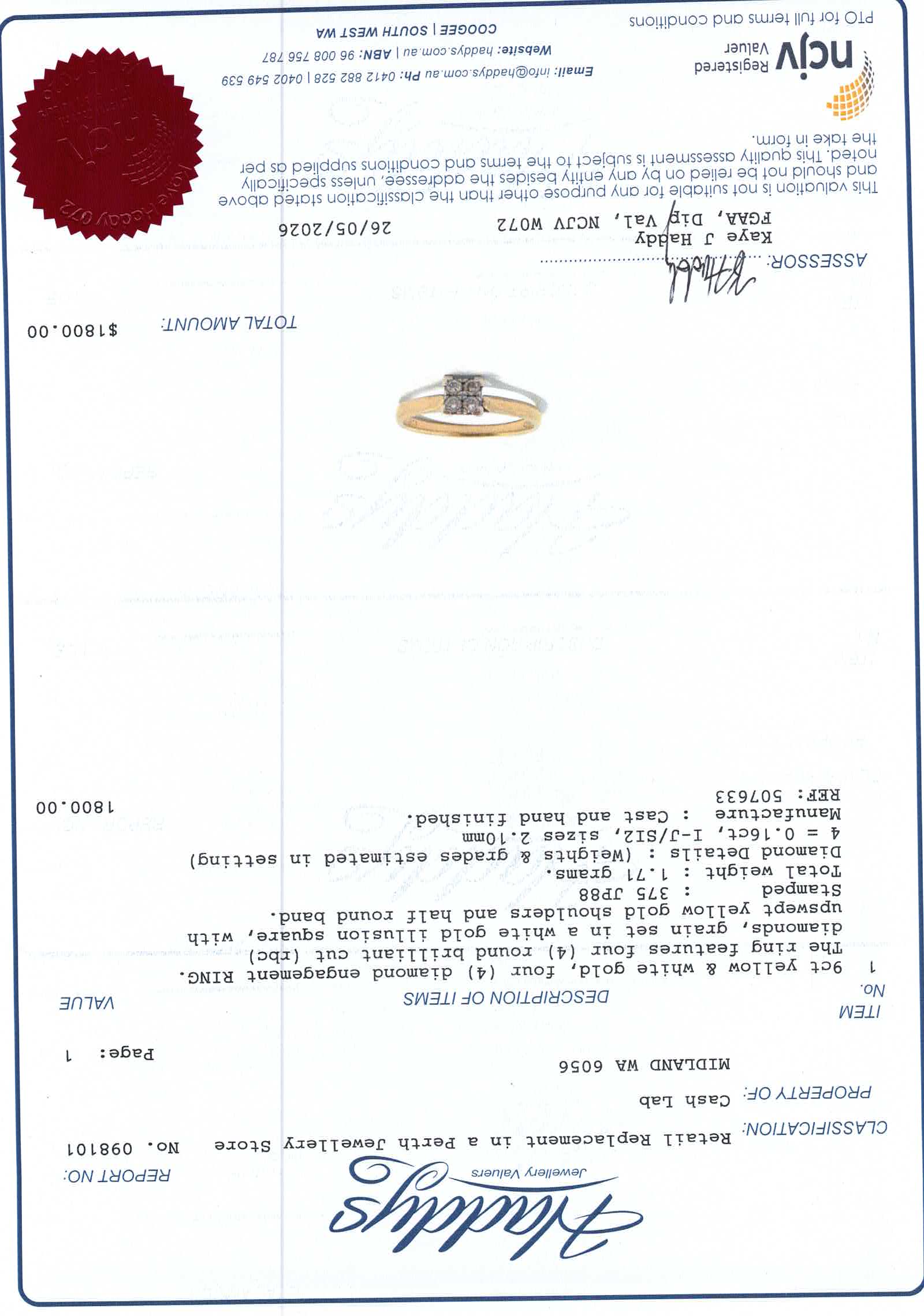 Unisex 9ct Yellow & White Gold Diamond Engagement Ring (Size O) - 507633