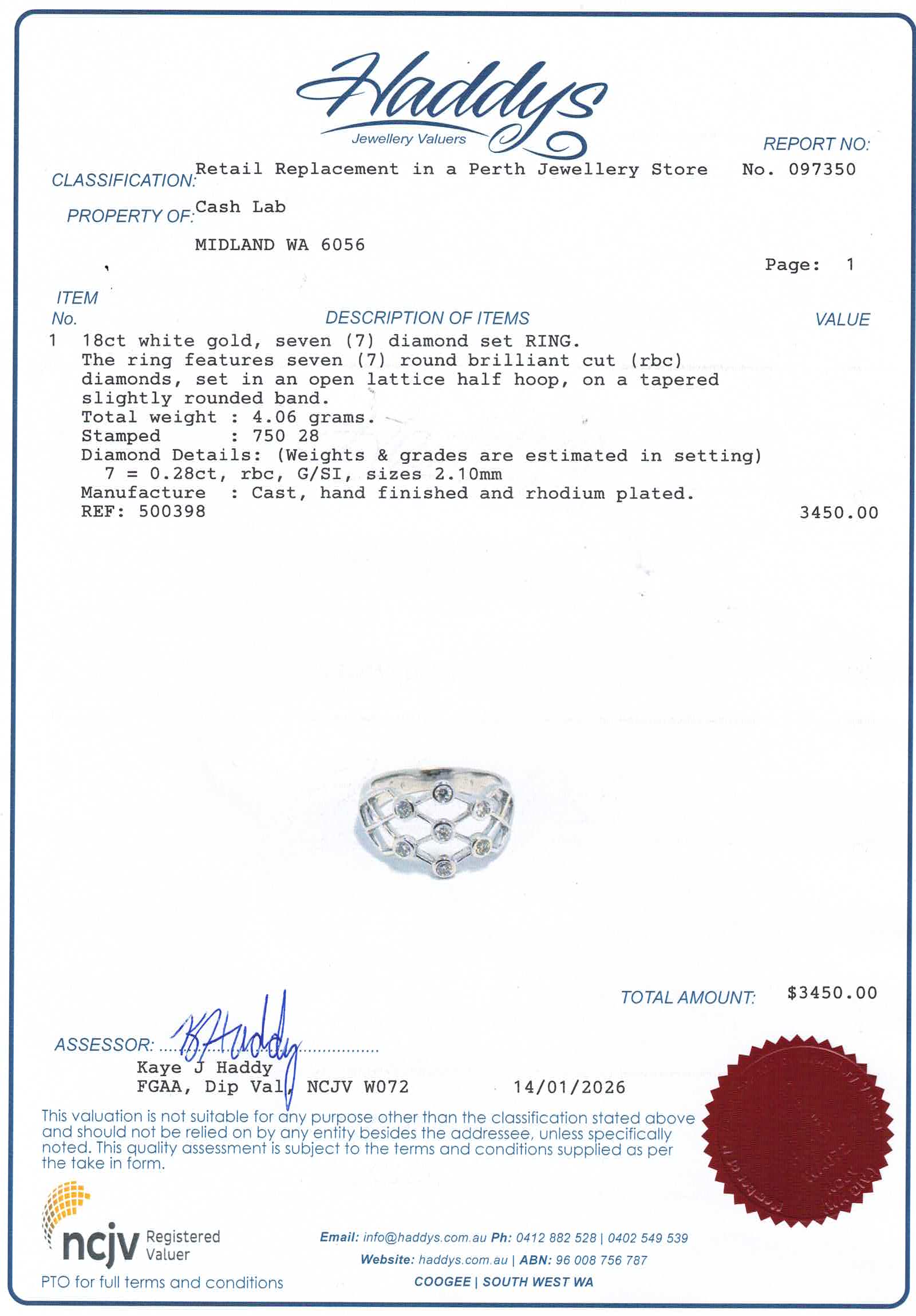 Ladies 18ct White Gold Web Style Ring (Size L) - 500398