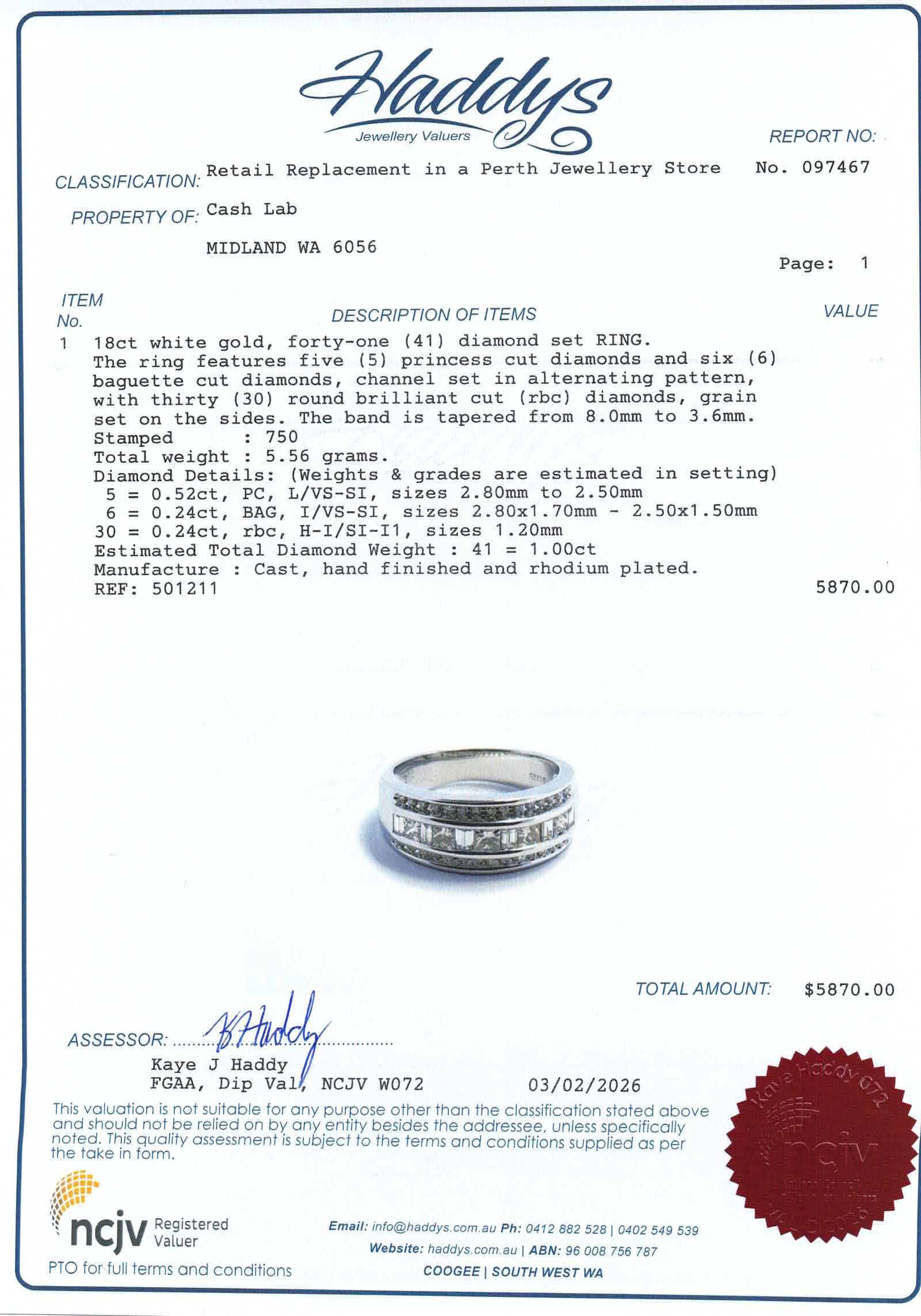 Mens 18ct White Gold 41 Diamond Dress Ring (Size J) - 501211