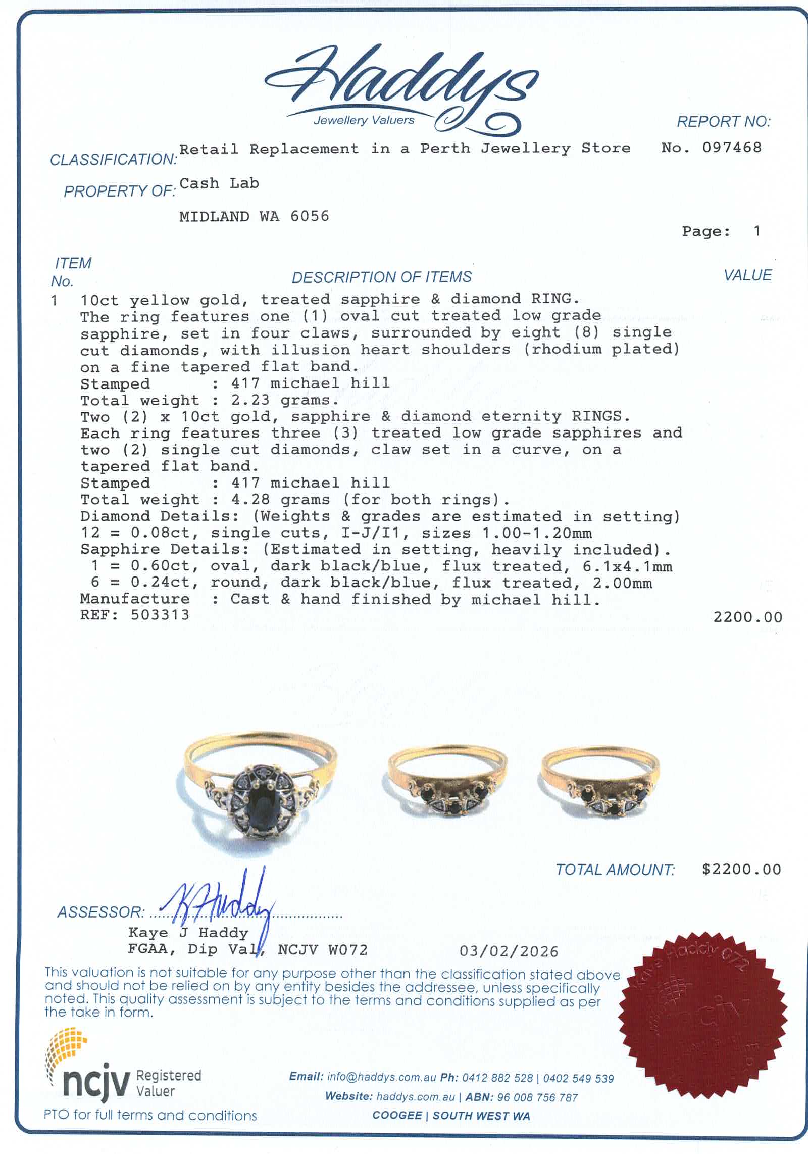 10ct Yellow Gold Sapphire & Diamond Ring (Size N 1/2) - 503313