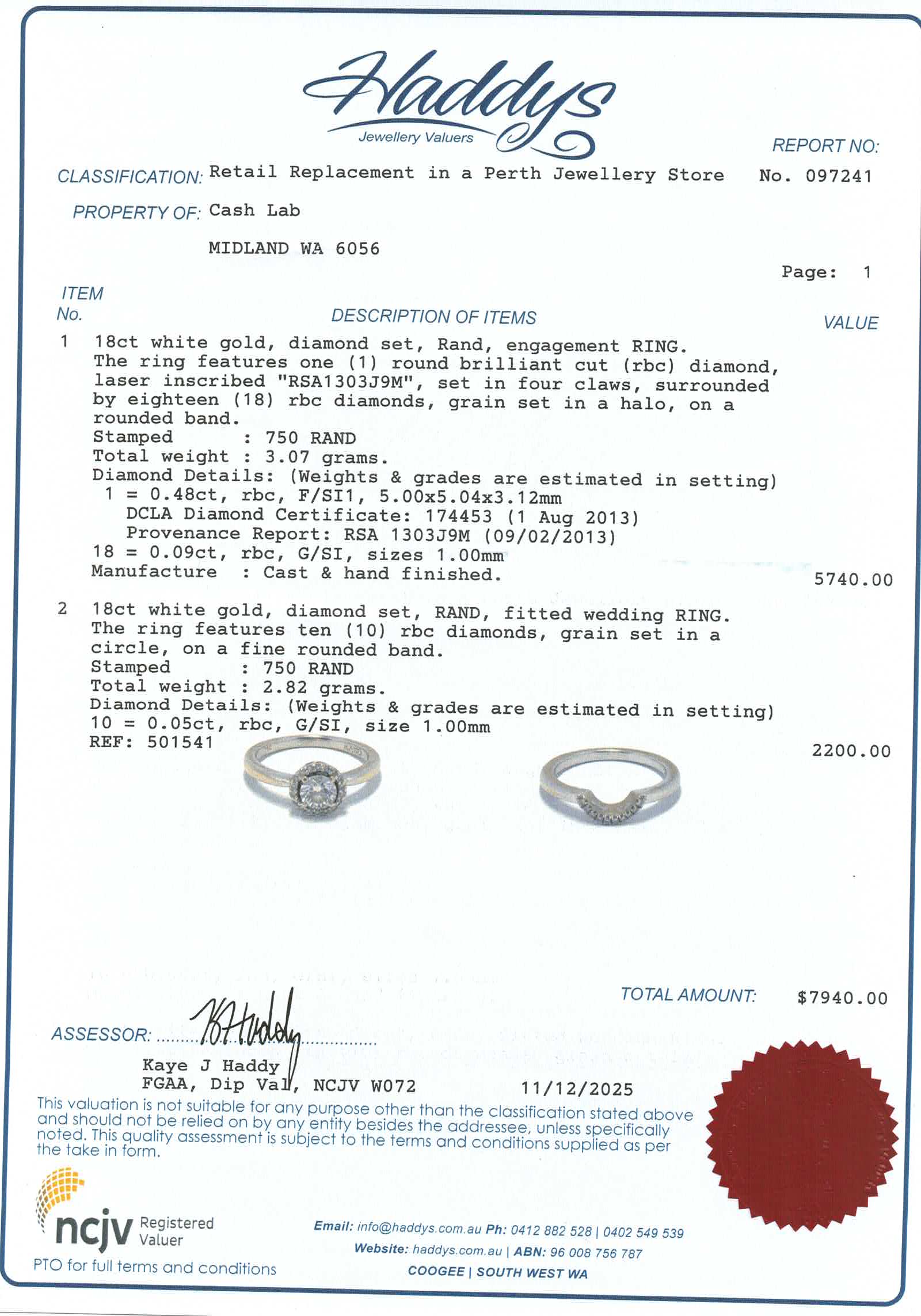 18ct White Gold Diamond Engagement Ring Set (Size K) - 501541