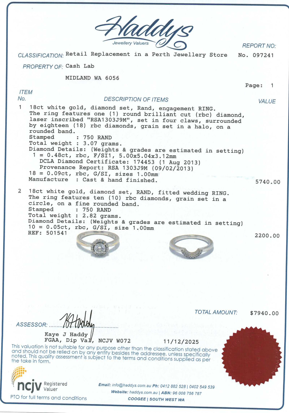 18ct White Gold Diamond Engagement Ring Set (Size K) - 501541