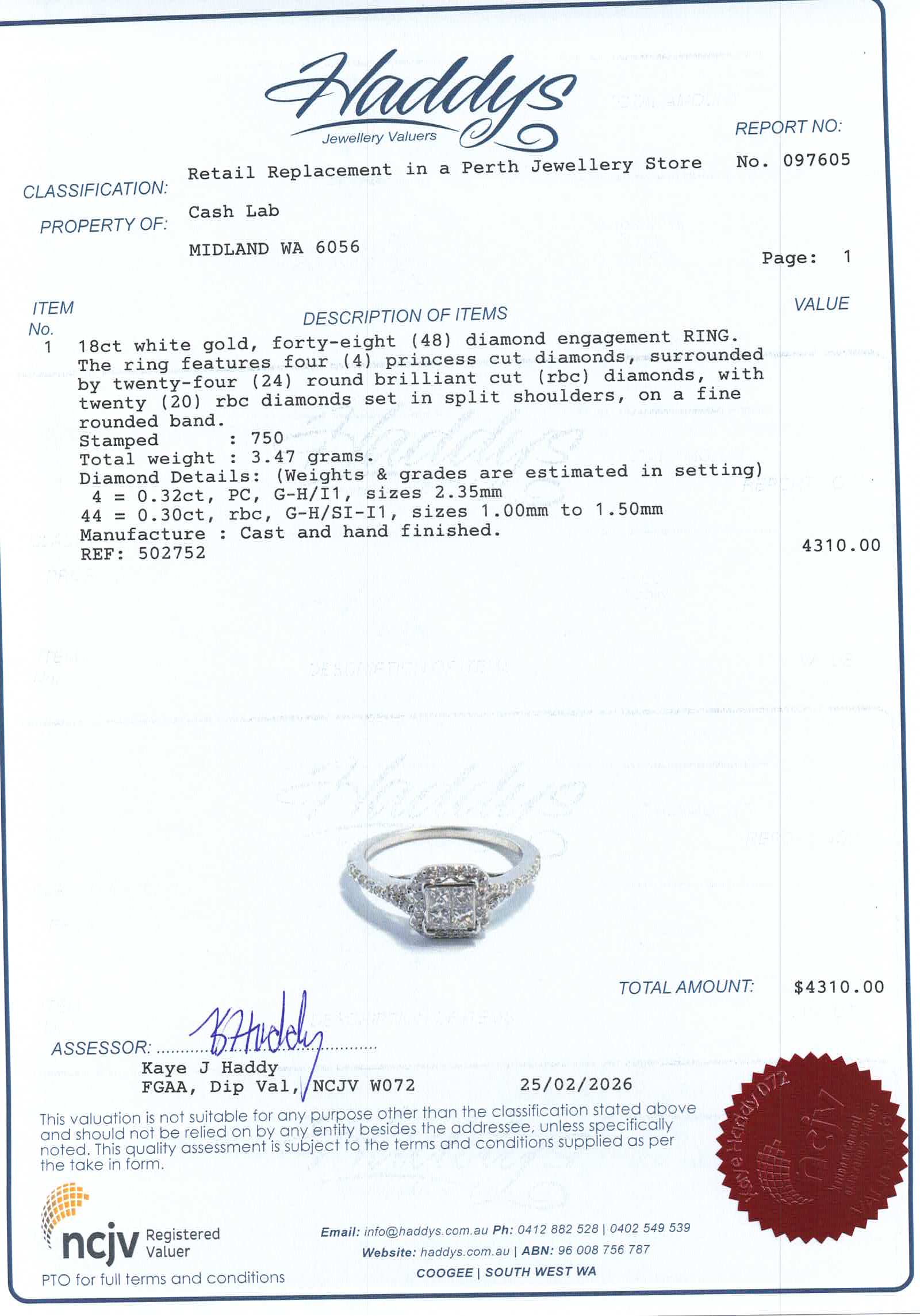 10ct/18ct White Gold Diamond 3 Engagement Ring Set (Size N 1/2) - 502752
