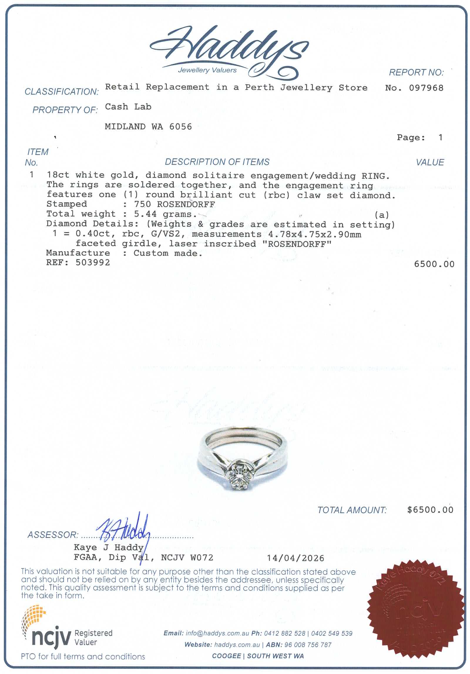 Ladies 18CT White Gold Rosendorf Engagement Trilogy Set - 503992